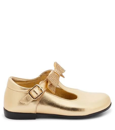 商品MONNALISA|Baby bow-detail leather ballet flats,价格¥943,第3张图片详细描述