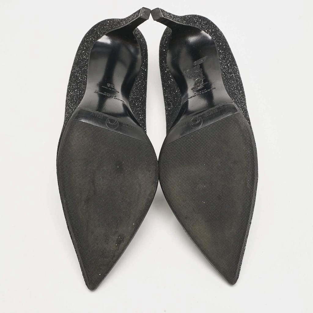 Saint Laurent Black Glitter and Textured Leather Pointed Toe Pumps Size 38 商品