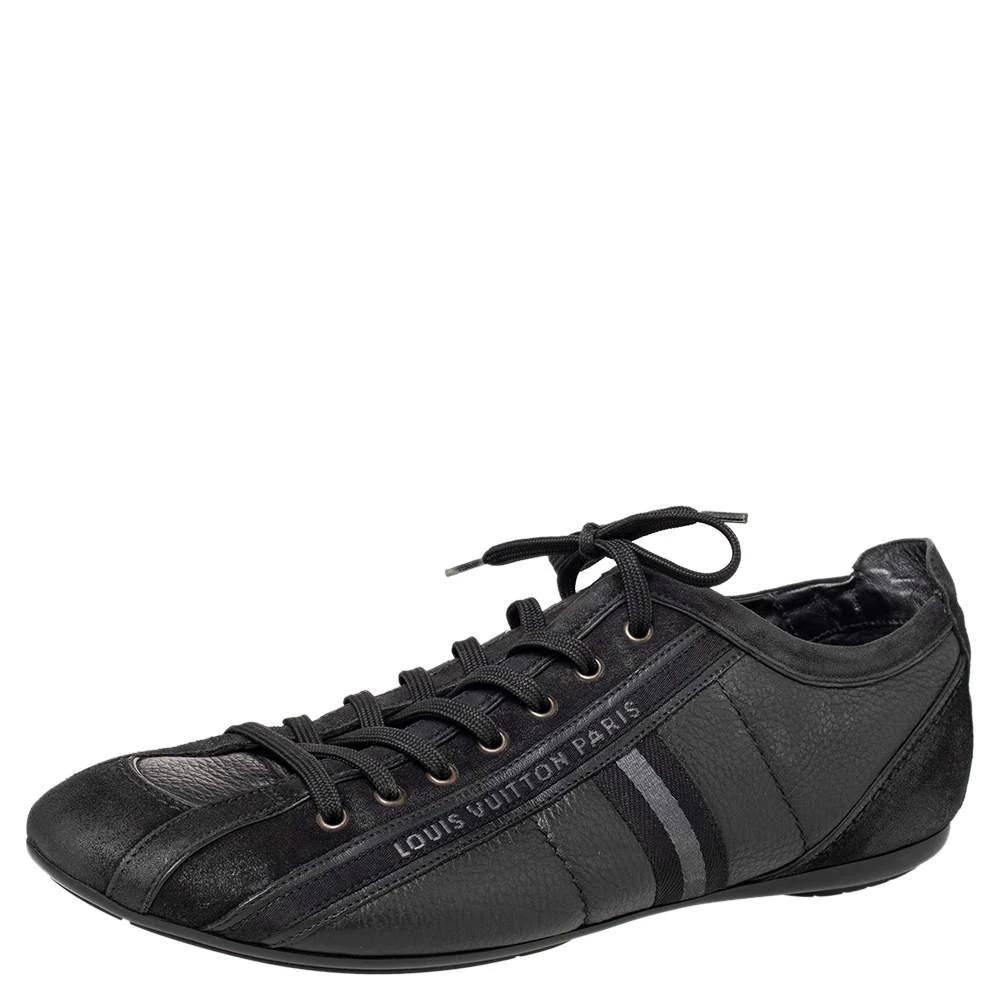 商品[二手商品] Louis Vuitton|Louis Vuitton Black Nubuck And Leather Cosmos Low Top Sneakers Size 43.5,价格¥3086,第1张图片
