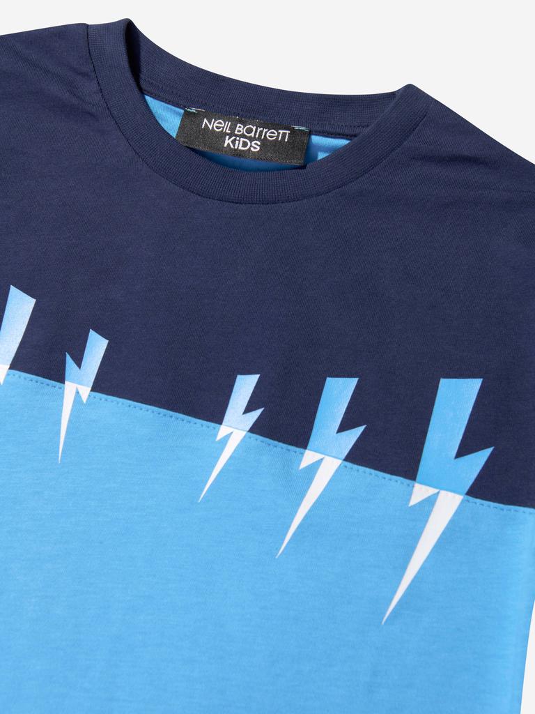 Neil Barrett Turquoise Boys Cotton Jersey Thunderbolt T-Shirt商品第3张图片规格展示