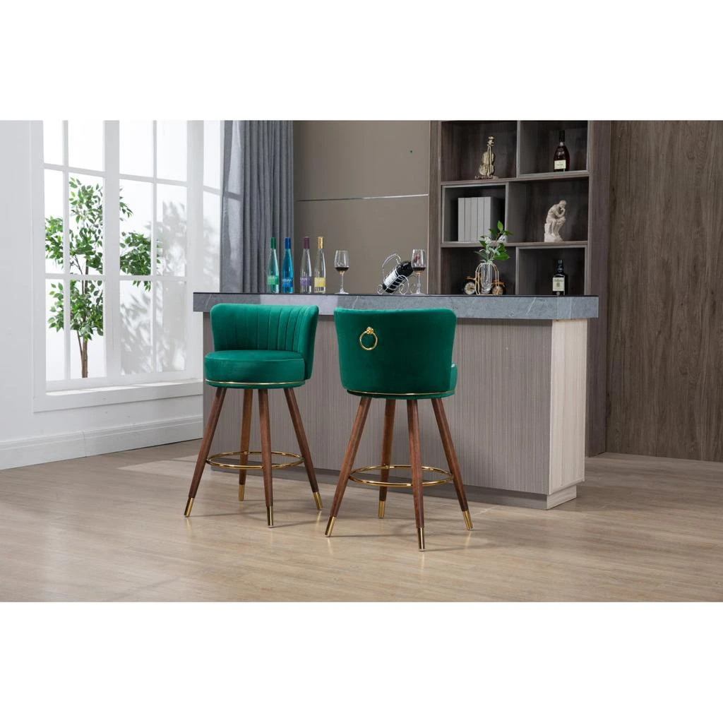 商品Simplie Fun|Counter Height Bar Stools Set of 2 for Kitchen Counter Solid Wood Legs,价格¥2895,第4张图片详细描述