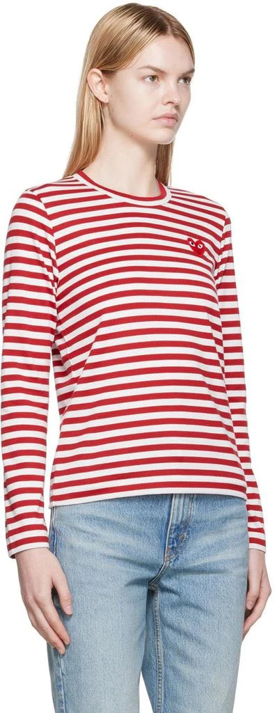 商品Comme des Garcons|White & Red Heart Patch Long Sleeve T-Shirt,价格¥1256,第2张图片详细描述