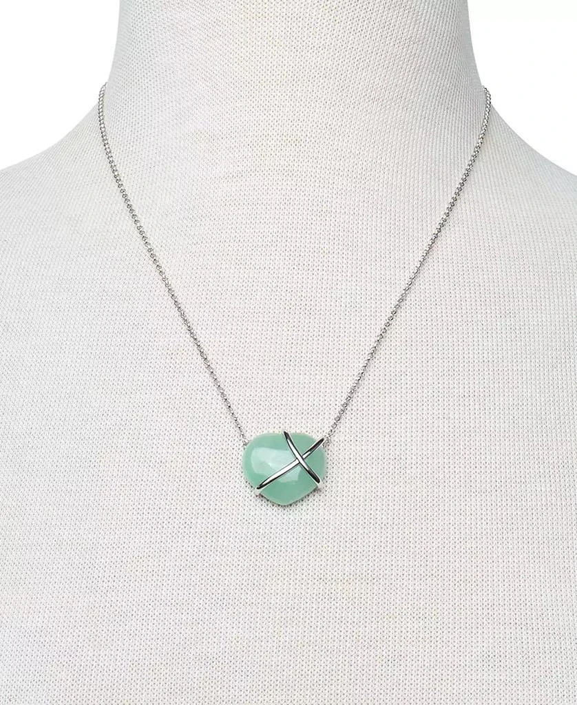 商品Macy's|Dyed Jade Heart Crisscross Pendant Necklace in Sterling Silver, 17-1/2" + 2" extender,价格¥723,第2张图片详细描述