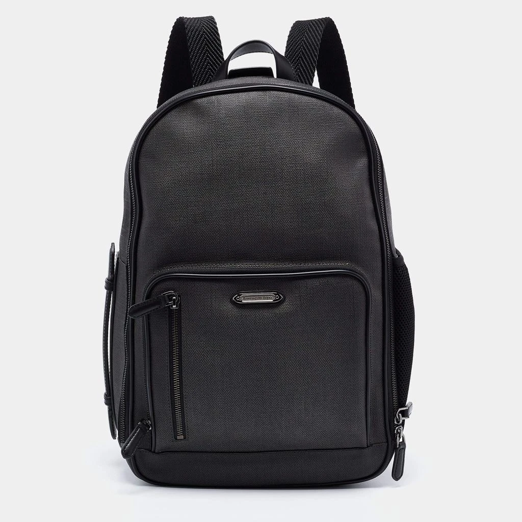 商品[二手商品] Zegna|Ermenegildo Zegna Black/Grey Coated Canvas and Leather Backpack,价格¥3068,第1张图片