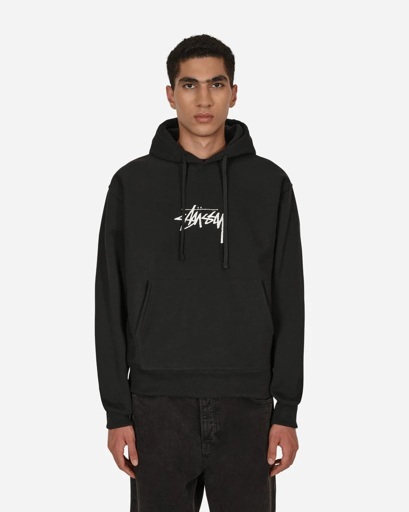 商品STUSSY|Stock Logo Applique Hooded Sweatshirt Black,价格¥1058,第1张图片