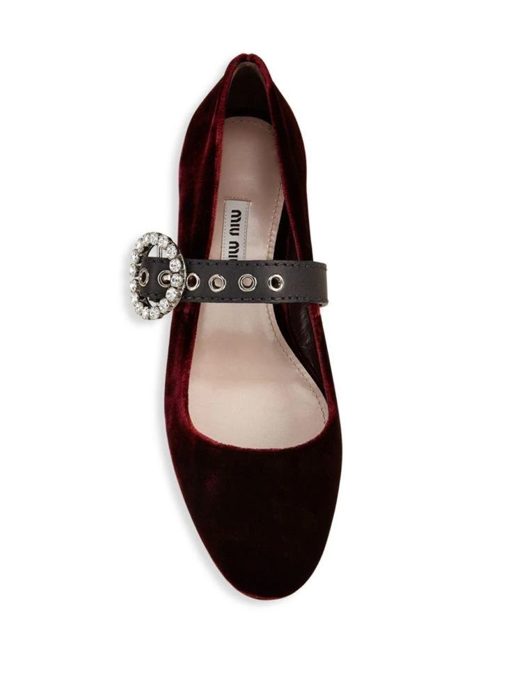 商品Miu Miu|Embellished Double-Strap Velvet Ballet Flats,价格¥2368,第4张图片详细描述