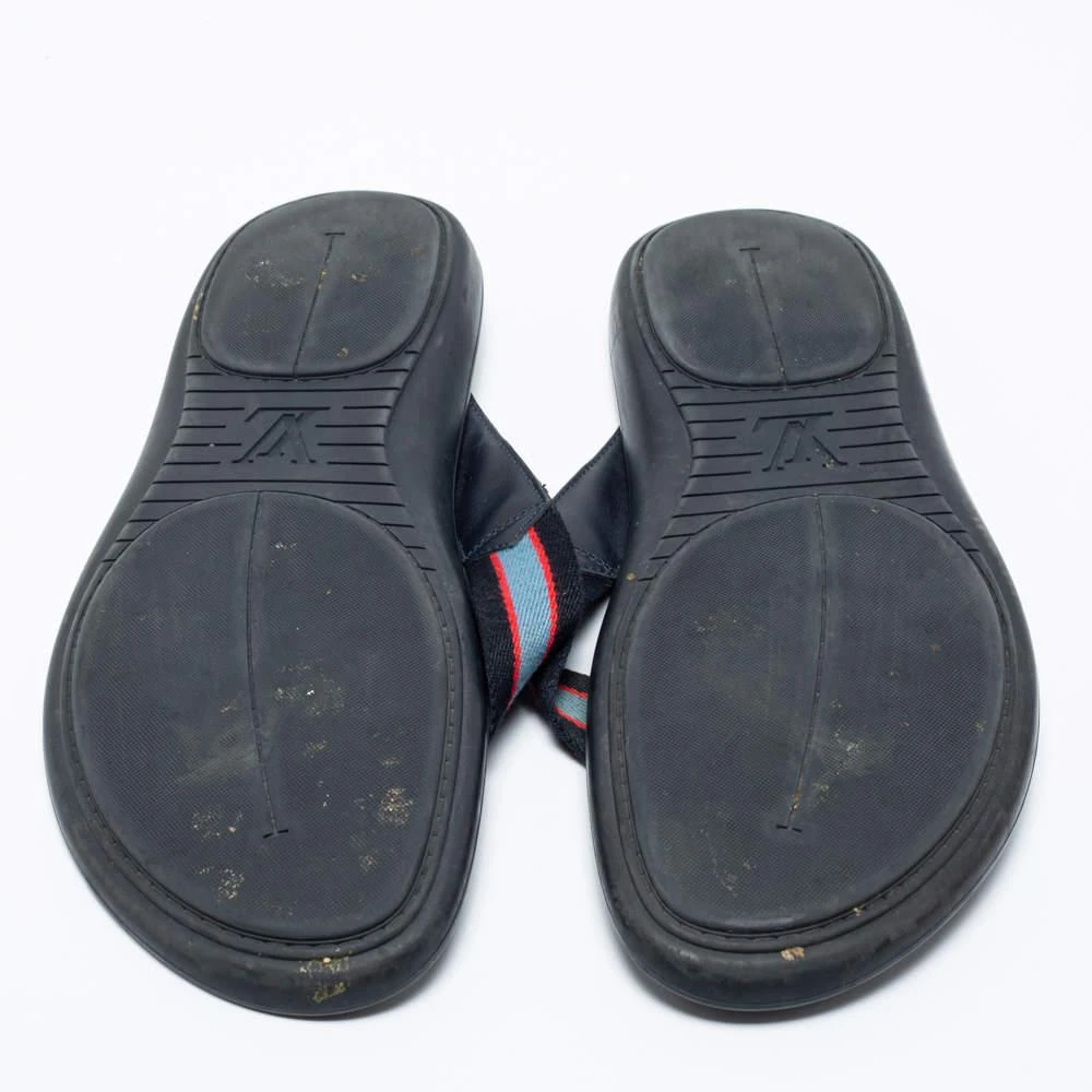 Louis Vuitton Navy Blue Leather and Canvas Thong Slides Size 44.5 商品