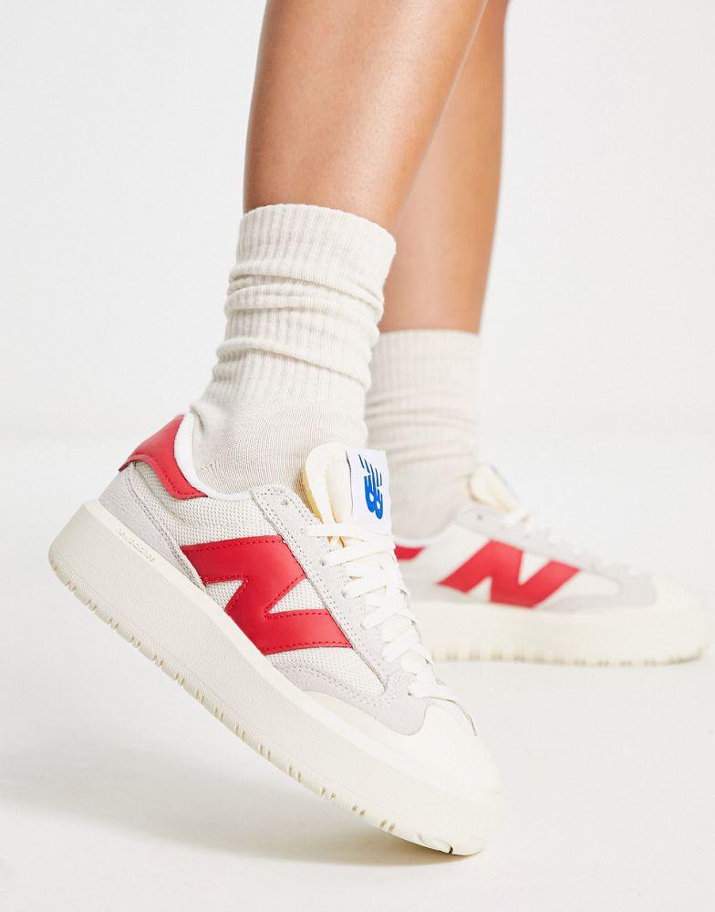 New Balance CT302 platform trainers in off white and red商品第1张图片规格展示