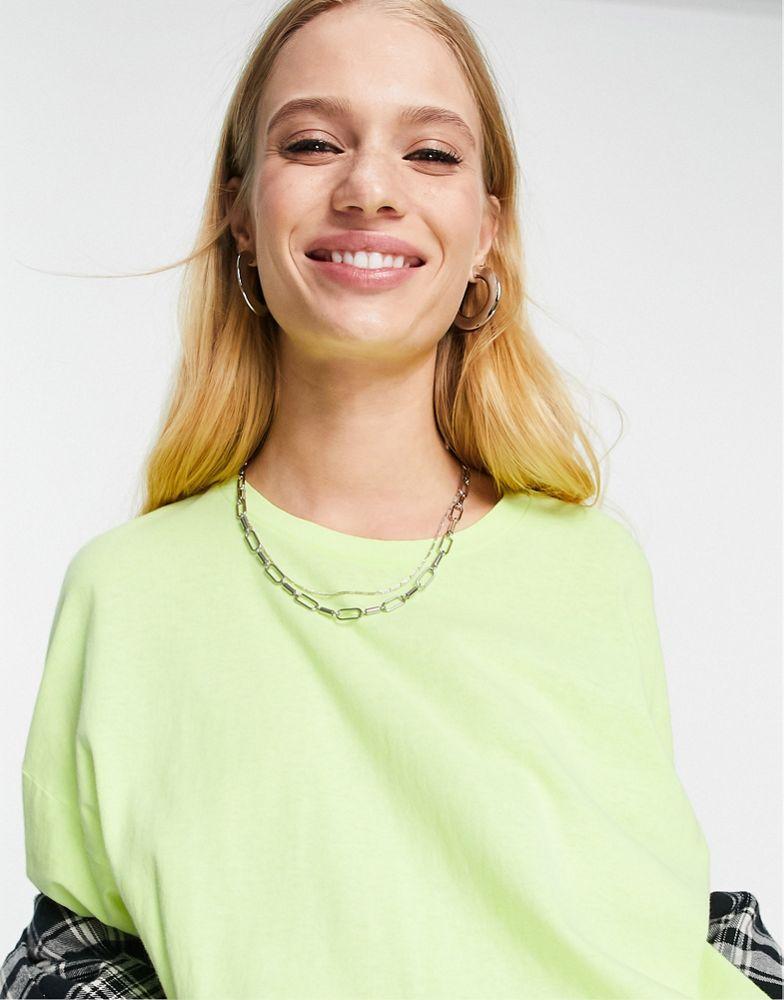 Topshop short sleeve boxy t-shirt in green商品第3张图片规格展示