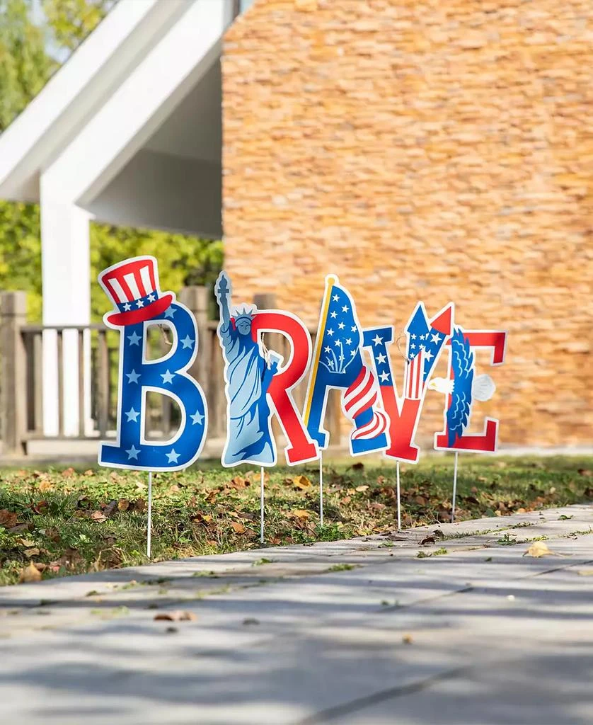 43.25" L Patriotic, Americana Brave Yard Stake or Wall Decor, Set of 5 商品