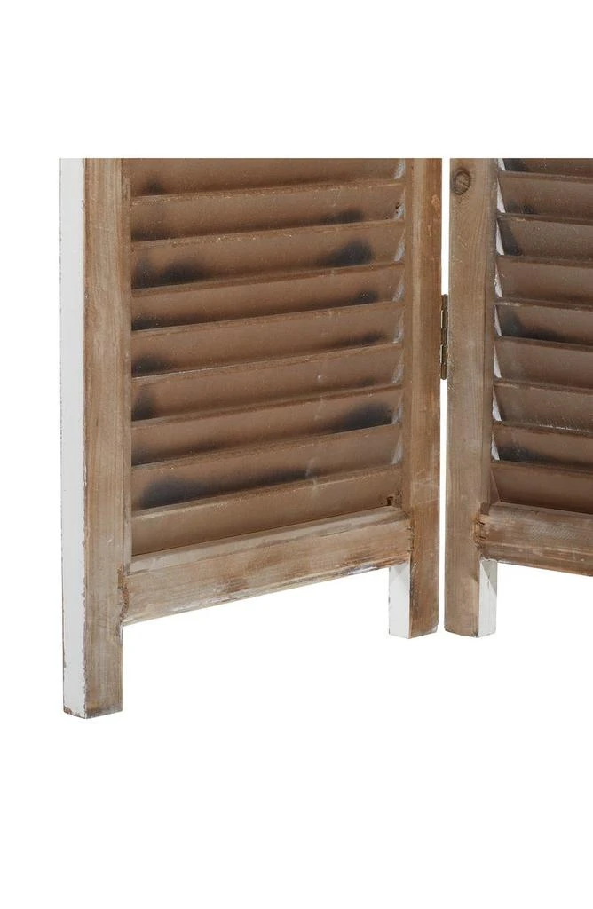 Cream Wood Farmhouse Room Divider Screen with Horizontal Slats 商品