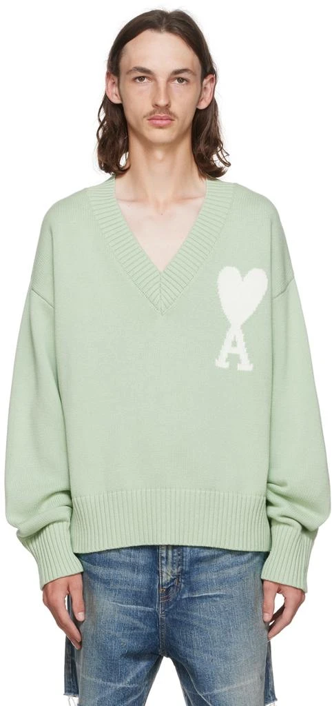 商品AMI|Green Ami De Cœur Sweater,价格¥2202,第1张图片