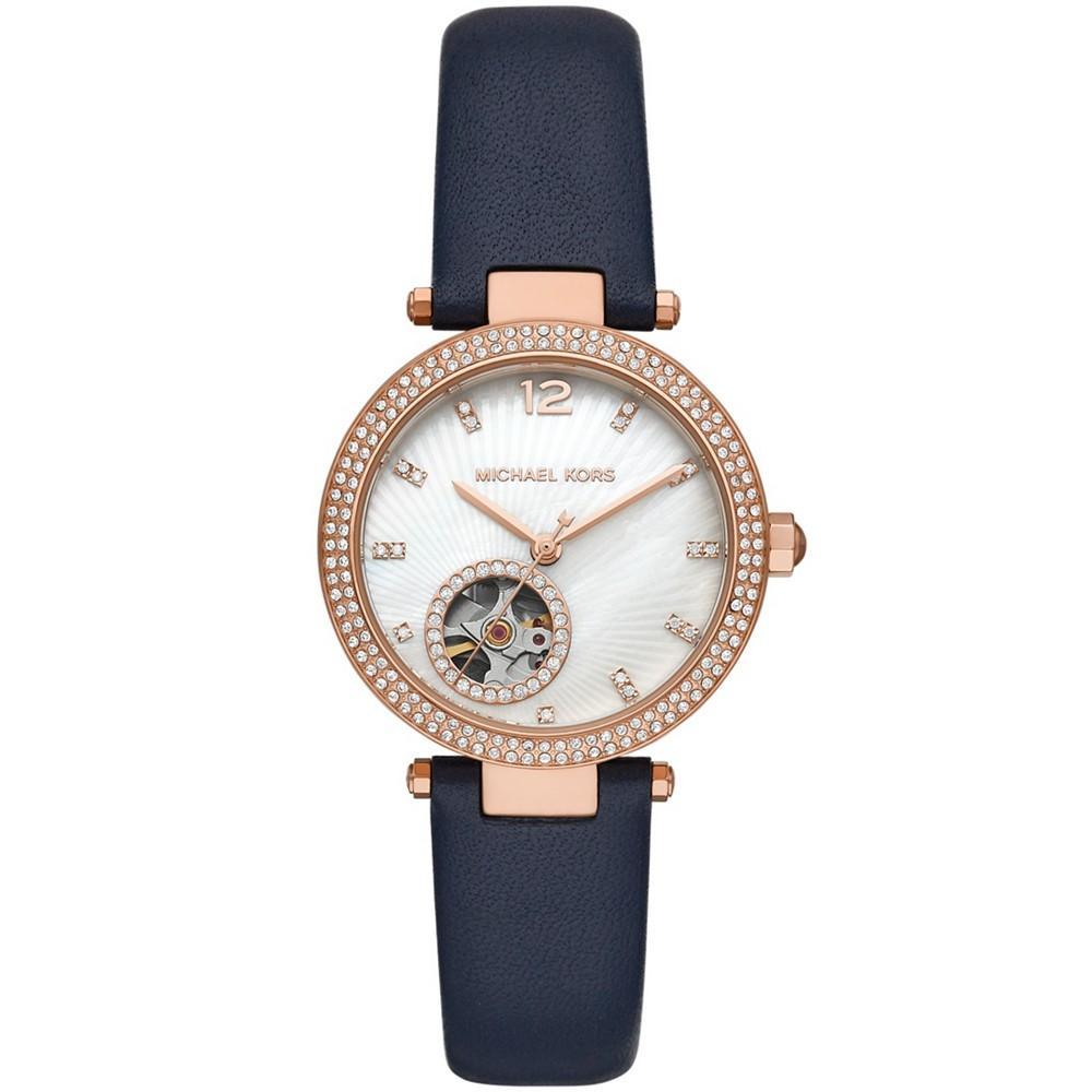 商品Michael Kors|Women's Parker Navy Leather Strap Watch, 33mm,价格¥1965,第1张图片