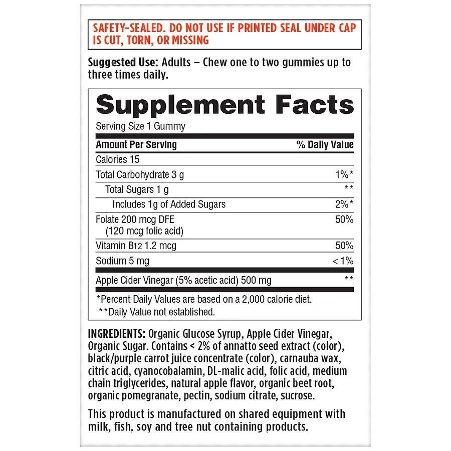 商品Walgreens|Apple Cider Vinegar 500 mg Gummies Natural Apple,价格¥97,第5张图片详细描述