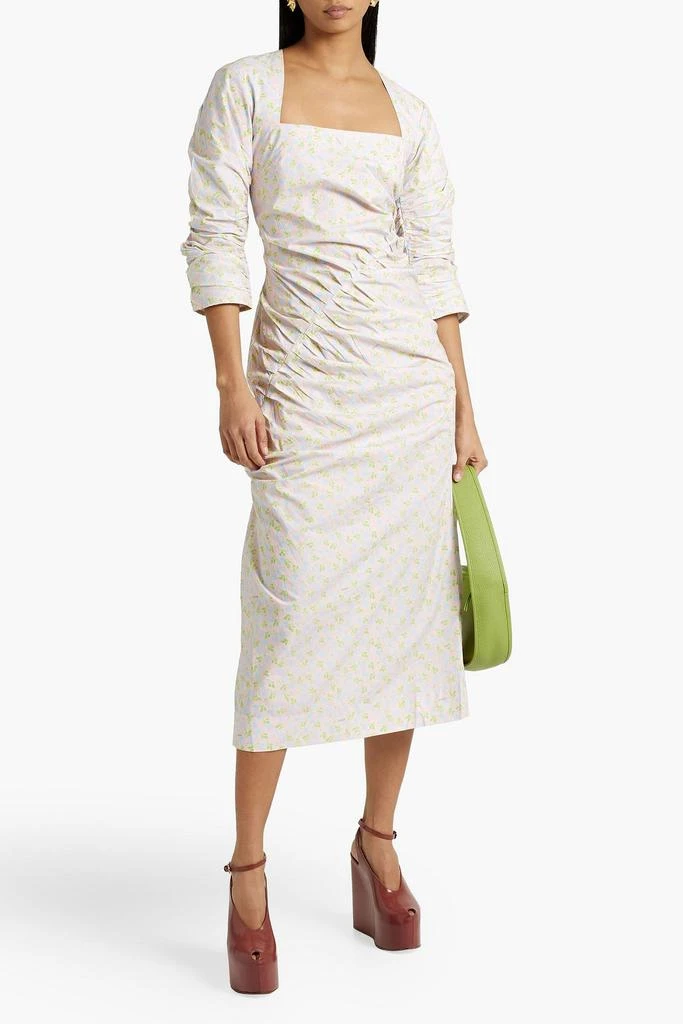 商品Ganni|Pleated crinkled cotton-poplin midi dress,价格¥612,第2张图片详细描述
