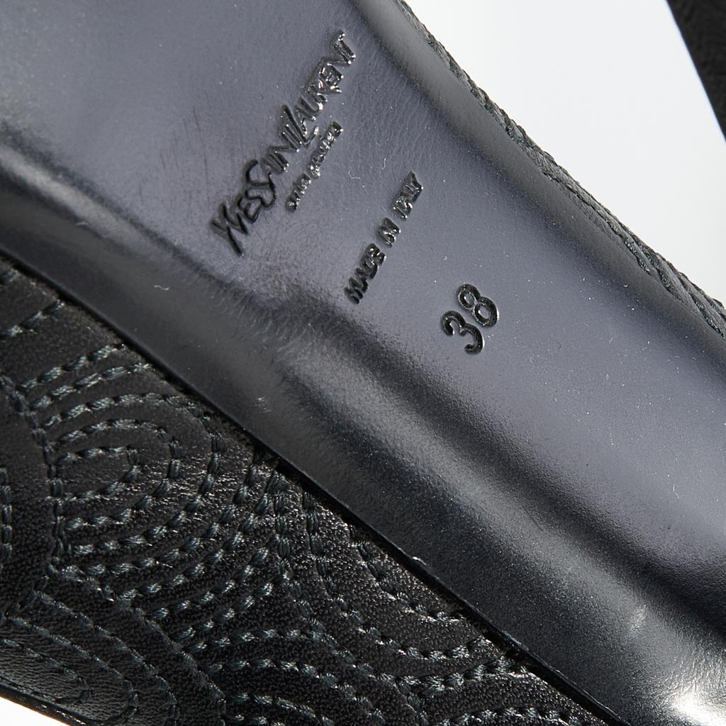 Yves Saint Laurent Black Leather Tribtoo Platform Pumps Size 38商品第8张图片规格展示