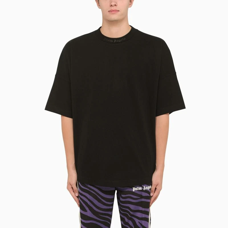 商品Palm Angels|Oversized black cotton t-shirt,价格¥2231,第1张图片