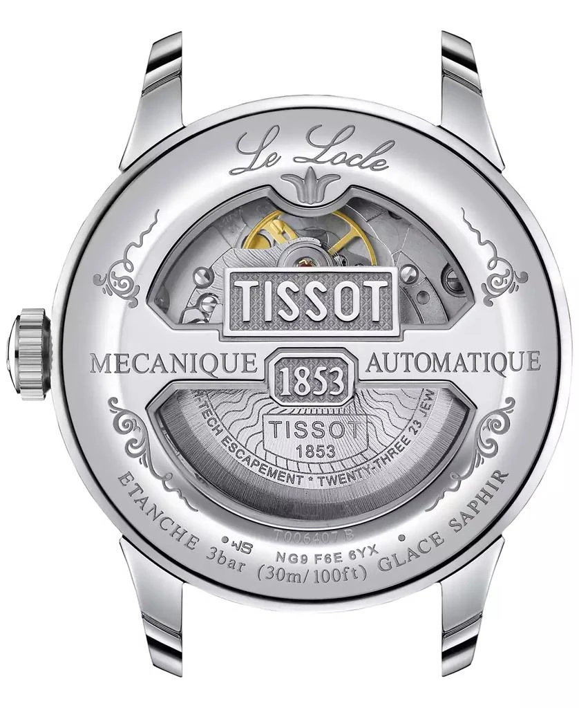 商品Tissot|Men's Le Locle Powermatic 80 Automatic Stainless Steel Bracelet Watch 39.3mm,价格¥5109,第3张图片详细描述