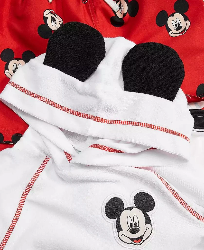 商品Disney|Baby Mickey Mouse Hooded Terry Coverup, Rash Guard & Swim Trunks, 3 Piece Set,价格¥104,第5张图片详细描述