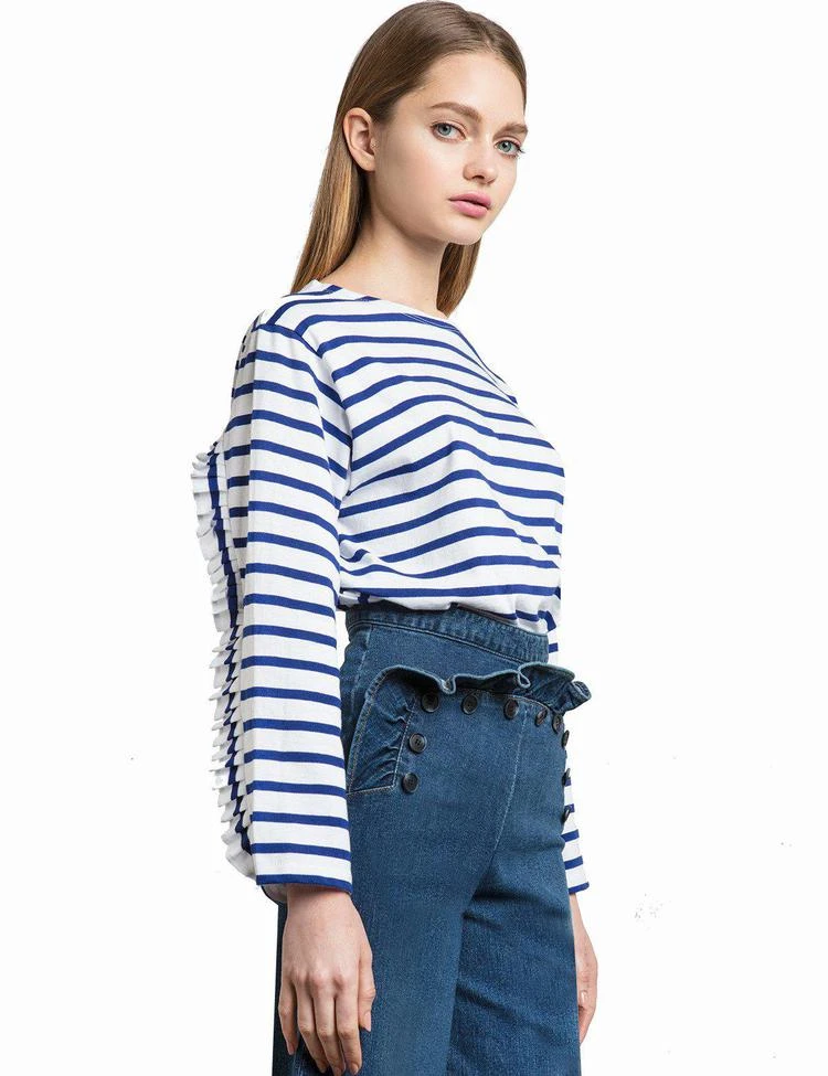 商品Pixie Market|Ruffled Sleeve Striped Top,价格¥447,第2张图片详细描述