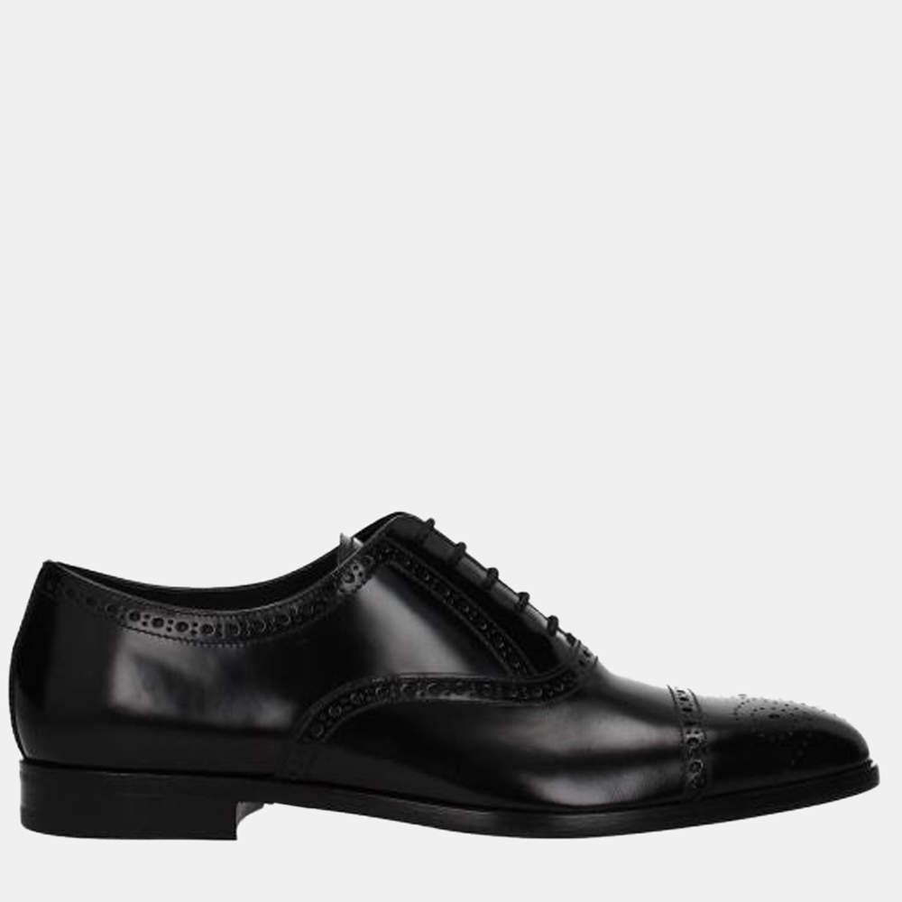 Prada Black Leather Details Derby Shoes Size US 10 EU 40.5商品第8张图片规格展示