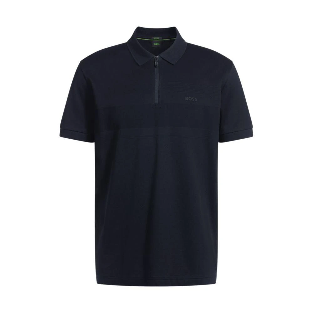 商品Hugo Boss|Structured-cotton polo shirt with zip neck,价格¥1017,第1张图片
