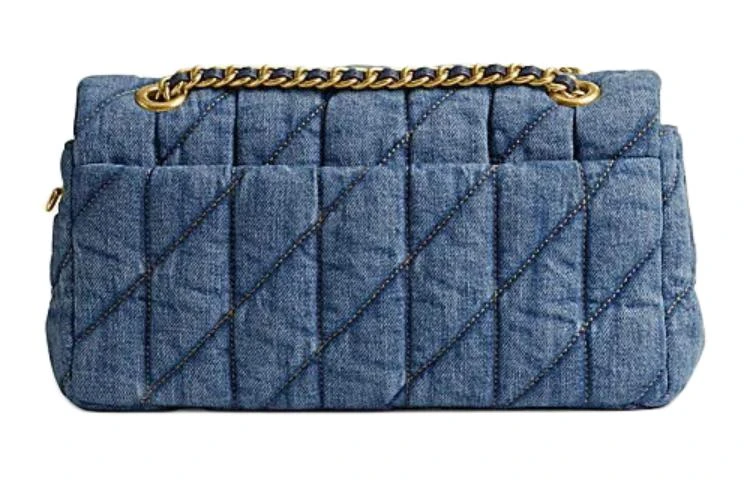 商品[国内直发] Coach|蔻驰 Tabby 26 时尚休闲绗缝Logo徽标 织物 斜挎单肩包 中号 女款 靛蓝色,价格¥3343,第4张图片详细描述