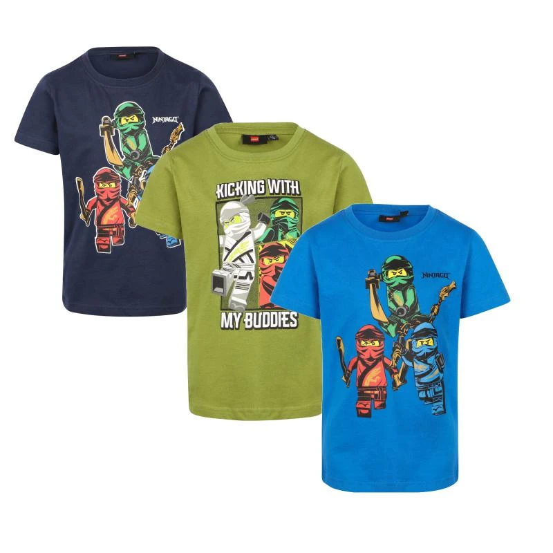 商品LEGO Wear|Pack of 3 ninjago lego print t shirts in navy green and blue,价格¥703,第1张图片