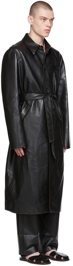 Black Kilan Leather Trench Coat商品第2张图片规格展示