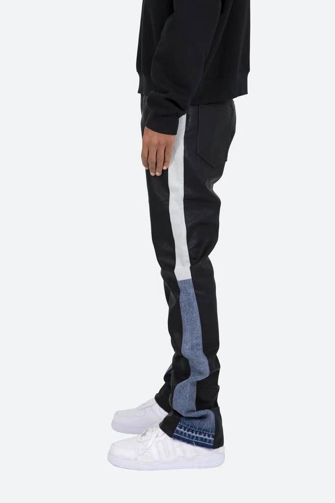 商品MNML|B417 Leather Flare Pants - Black/Blue,价格¥351,第4张图片详细描述