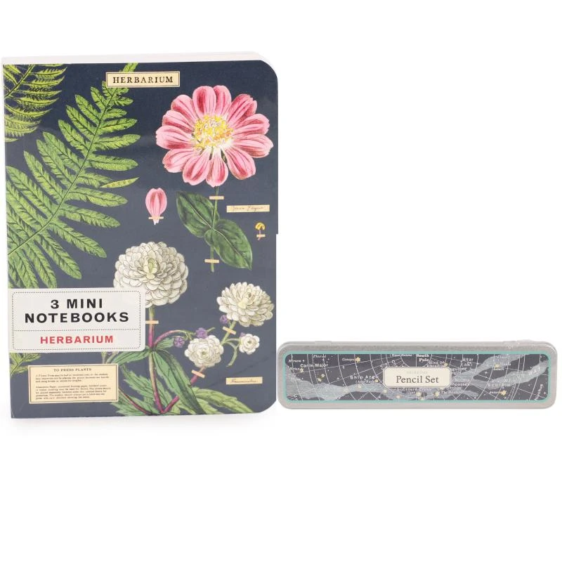 商品Cavallini & Co|Pack of 3 herbarium print mini notebooks and celestial chart pencil set,价格¥343,第1张图片