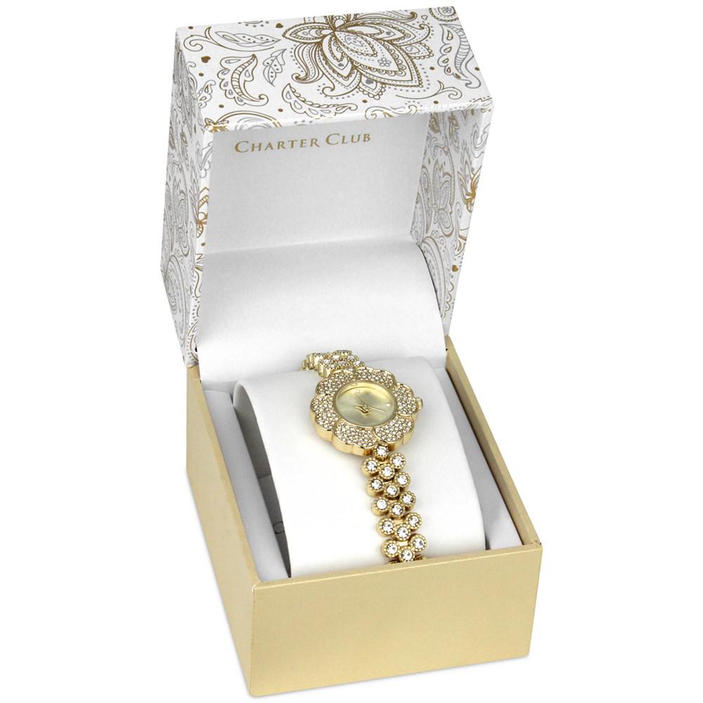 Women's Crystal Flower Gold-Tone Bracelet Watch 35mm商品第4张图片规格展示