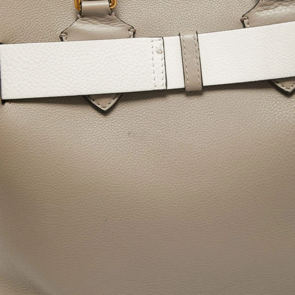 Burberry Grey/White Grained Leather Medium Belt Tote 商品