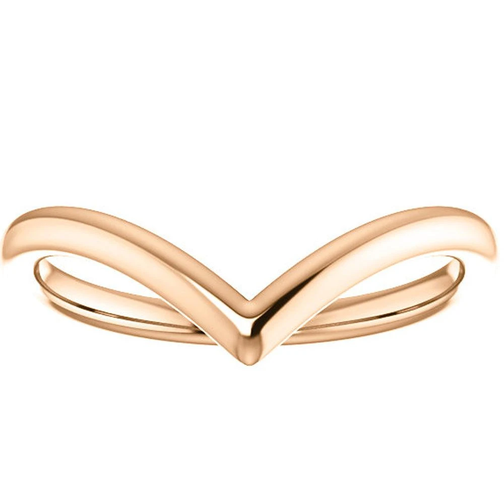 商品Pompeii3|Curved V Shape Solid Contour Guard Wedding Band in 14k White Yellow or Rose Gold,价格¥2216,第1张图片