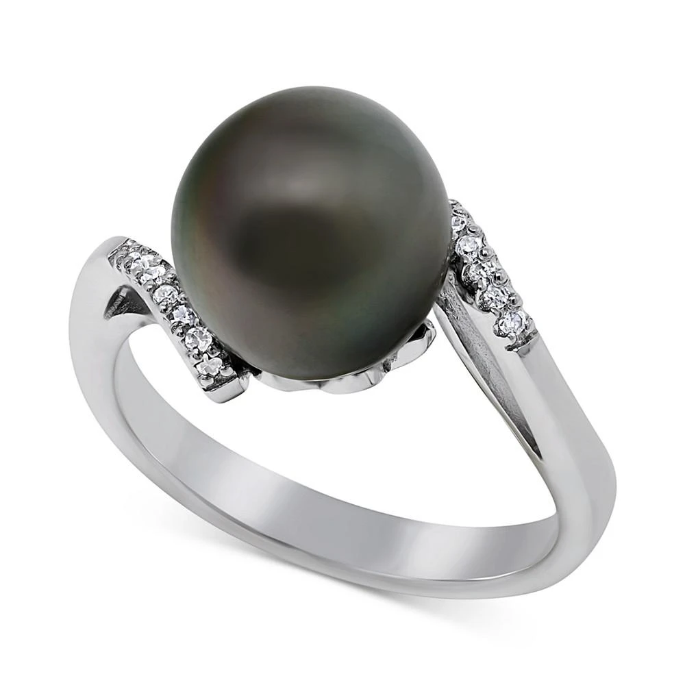 商品Macy's|Cultured Tahitian Pearl (9mm) & Diamond Accent Ring in Sterling Silver,价格¥1529,第1张图片