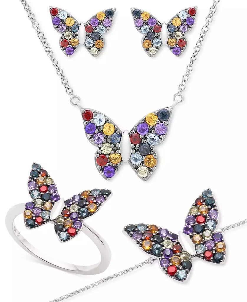 Multi-Gemstone Butterfly 17" Pendant Necklace (7/8 ct. t.w.) in Sterling Silver 商品