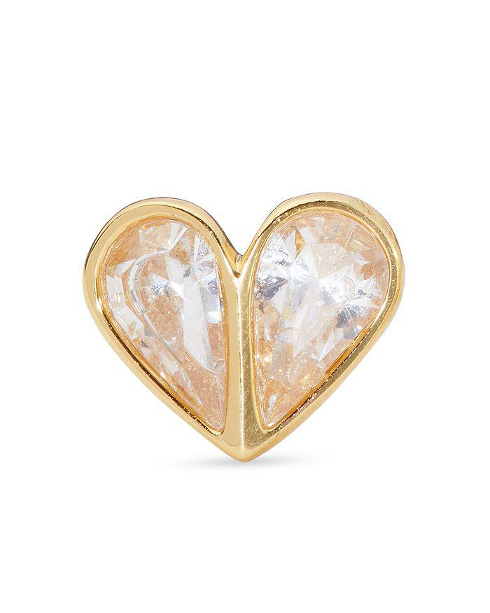 Rock Solid Crystal Heart Stud Earrings in Gold Tone商品第2张图片规格展示