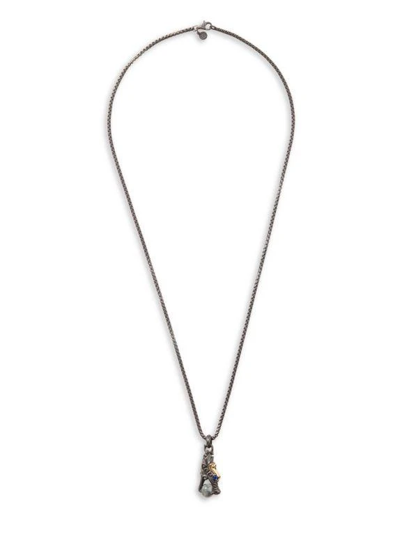 商品John Hardy|Naga Legends Rhodium Plated Sterling Silver, Goldtone, Eagle Eye & Sapphire Dragon Pendant Necklace,价格¥4878,第1张图片