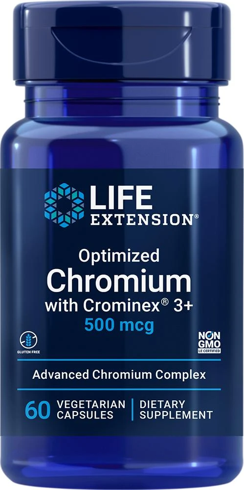 商品Life Extension|Optimized Chromium with Crominex® 3+, 60 vegetarian - 500 mcg (500 mcg, 60 vegetarian capsules), Life Extension,价格¥41,第1张图片