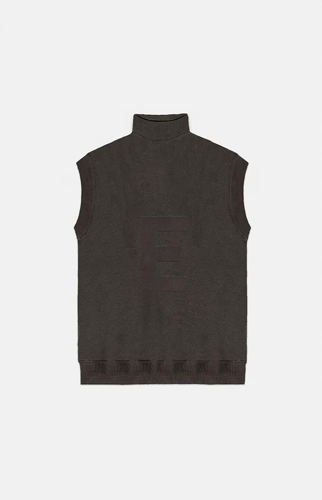 Women's Off Black Mock Neck Sleeveless Sweatshirt商品第1张图片规格展示