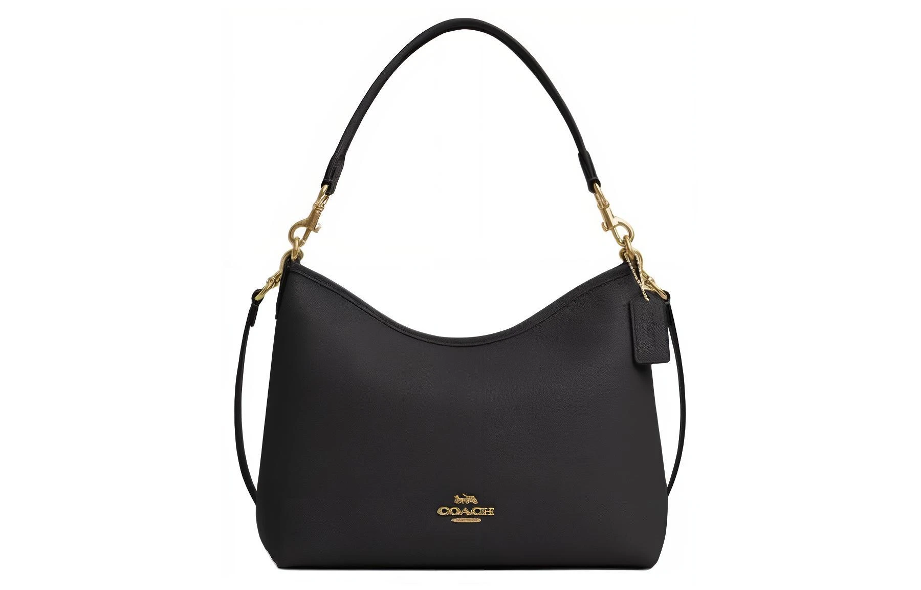 商品[国内直发] Coach|蔻驰 Laurel 31 徽标Logo拉链开合 鹅卵石皮革 手提斜挎单肩包 大号 女款 金色拼黑色,价格¥2945,第1张图片