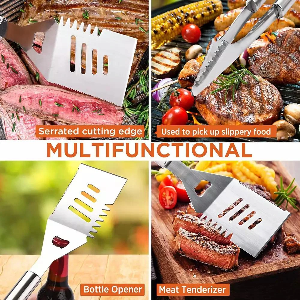 商品Commercial Chef|Premium 25 Piece Stainless Steel Barbeque Grill Tool Set with Aluminum Hard Case,价格¥358,第5张图片详细描述