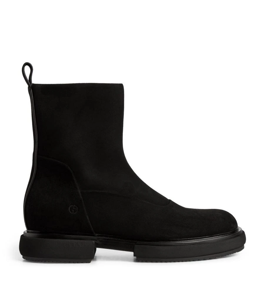 商品Giorgio Armani|Suede Logo Boots,价格¥9272,第1张图片