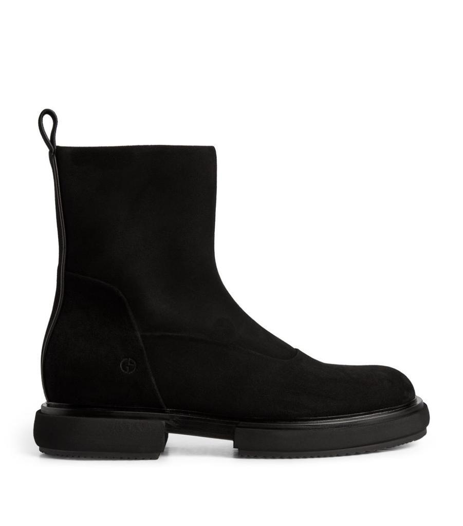 商品Giorgio Armani|Suede Logo Boots,价格¥8628,第1张图片