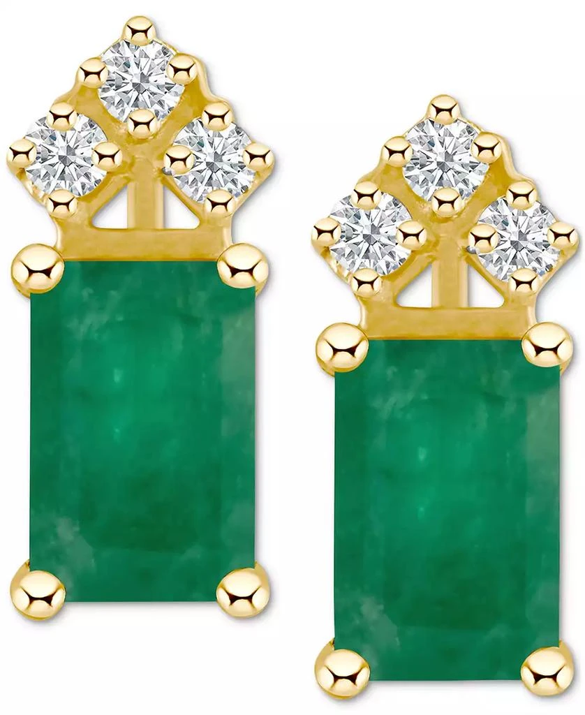 商品Macy's|Ruby (1-3/8 ct. t.w.) & Diamond (1/8 ct. t.w.) Crown Stud Earrings in 14k Gold (Also in Emerald & Tanzanite),价格¥4613,第3张图片详细描述