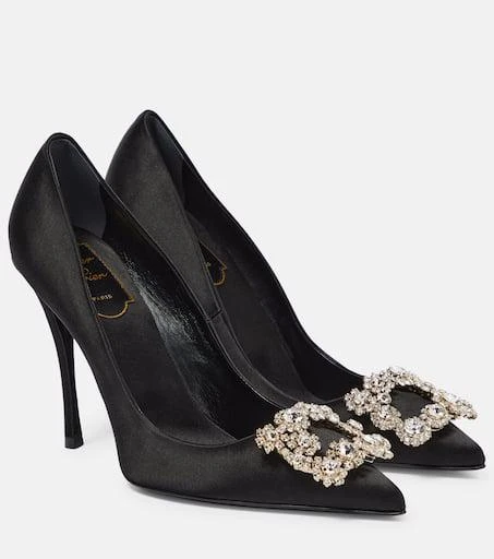 商品Roger Vivier|Flower Strass satin pumps,价格¥17033,第1张图片