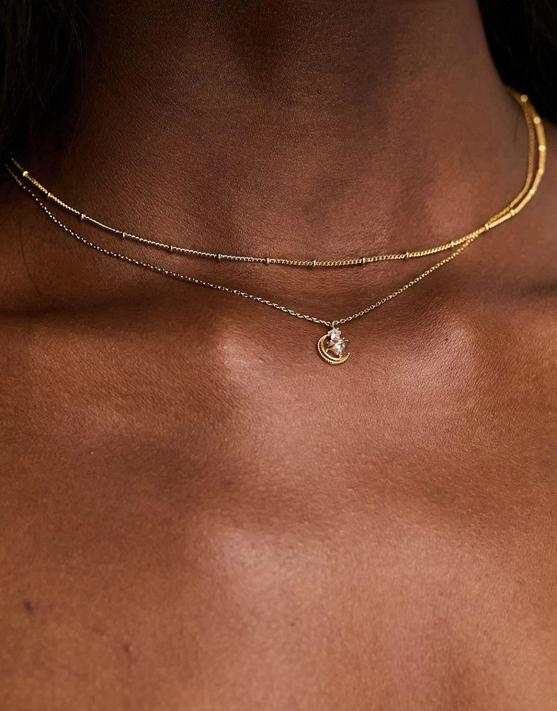 商品Girls Crew|Girls Crew Luna Love 18k gold plated moon layered necklace,价格¥321,第2张图片详细描述
