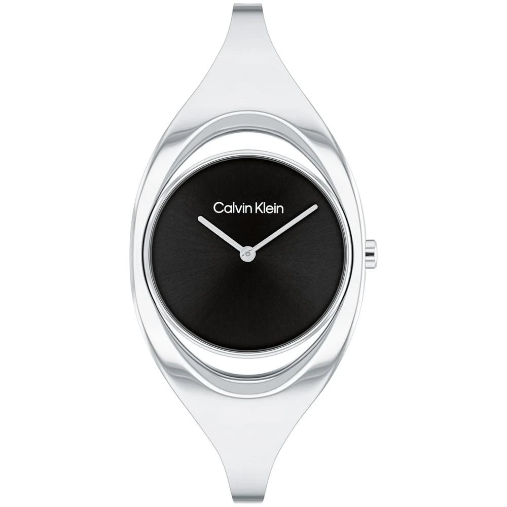 商品Calvin Klein|Women's Two Hand Silver Stainless Steel Bangle Bracelet Watch 30mm,价格¥839,第1张图片