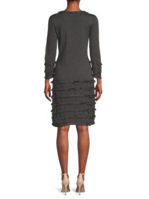 商品Karl Lagerfeld Paris|Fringe Button Sweater Dress,价格¥223-¥446,第4张图片详细描述