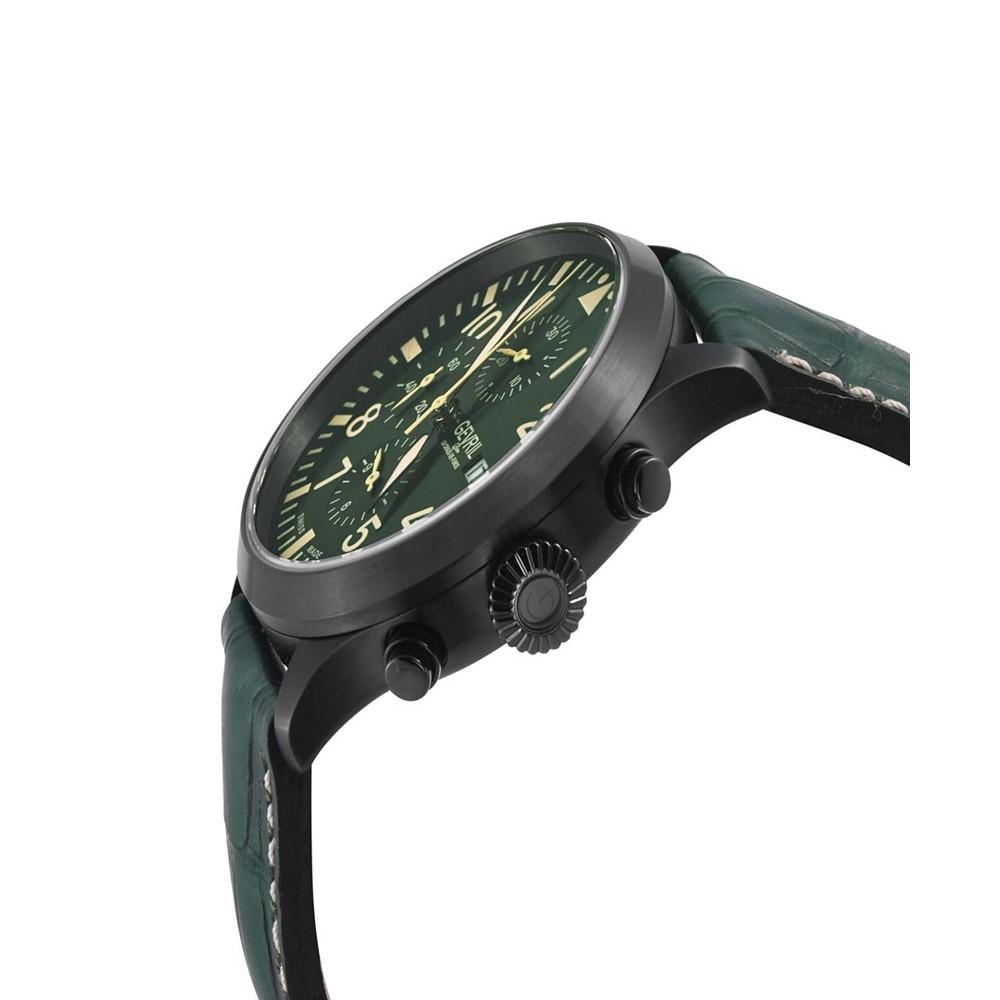 Men's Vaughn Swiss Automatic Green Italian Leather Strap Watch商品第3张图片规格展示